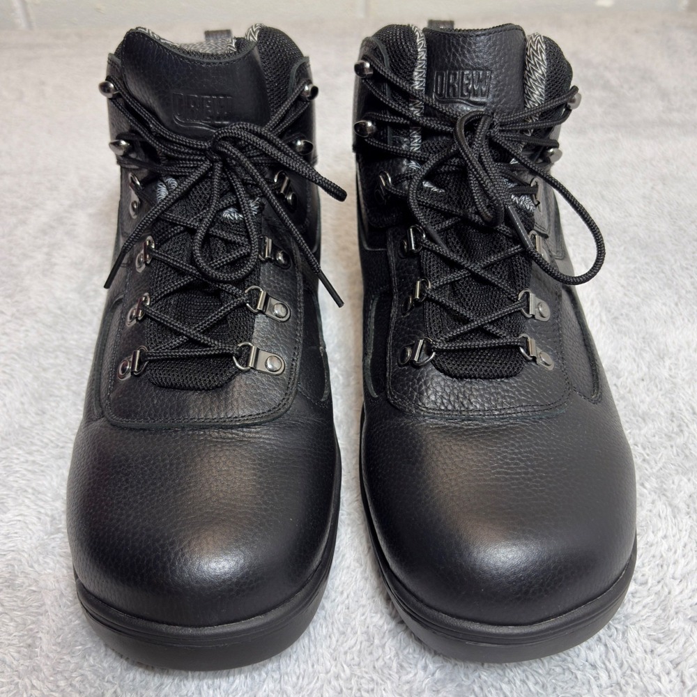 Drew Rockford Hiking Boot Men 12W Black Leather Waterproof Slip Resistant Combat